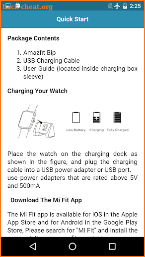 User guide for Amazfit Bip screenshot