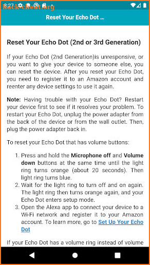 User guide for Echo Dot screenshot