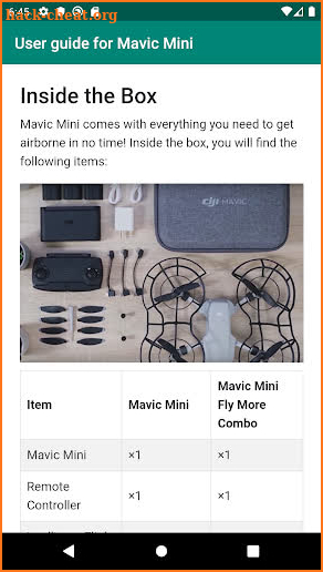 User guide for Mavic Mini screenshot