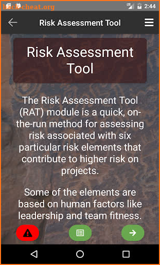 USFS Risk Calculator screenshot