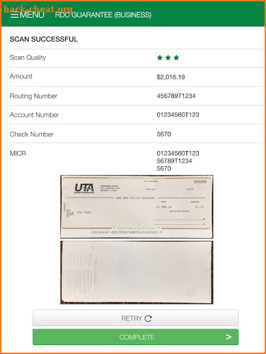 UTA Mobile Deposit screenshot