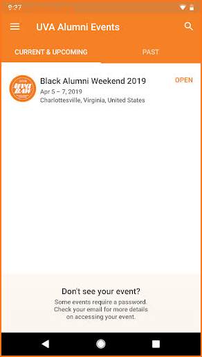 UVA Alumni Events screenshot