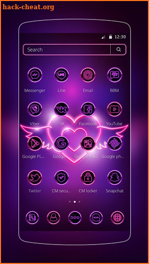 Valentine Day Neon Heart Theme screenshot