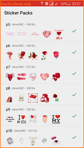 Valentine day stickers for whatsapp screenshot