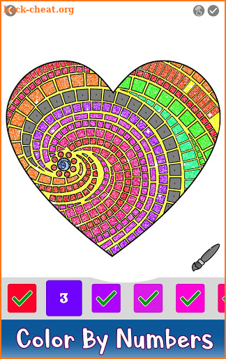 Valentine Love Glitter Color by Number Book Pages screenshot