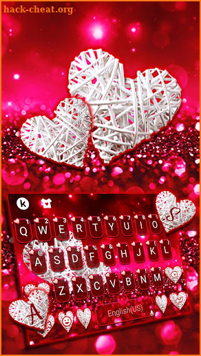 Valentine White Hearts Keyboard Theme screenshot