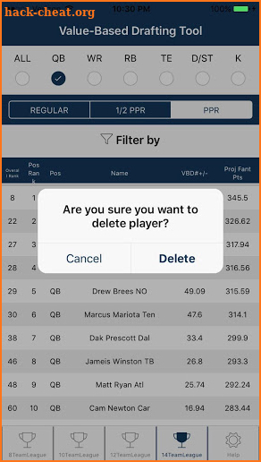 Value Based Drafting Fantasy Football Tool '18 screenshot