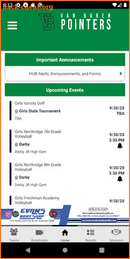 Van Buren Pointers Athletics screenshot