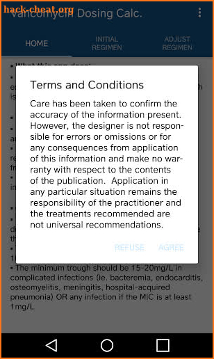 Vancomycin Dosing Calculator screenshot