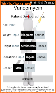 VanKinetics Calculator: Dosing Vancomycin Kinetics screenshot