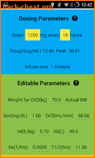 VanKinetics Calculator: Dosing Vancomycin Kinetics screenshot