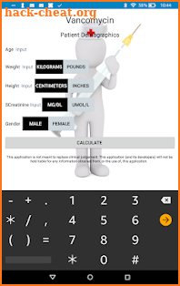 VanKinetics Calculator: Dosing Vancomycin Kinetics screenshot