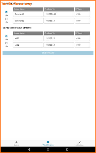 VBAN Buttons screenshot