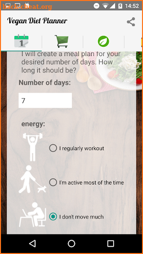 Vegan Diet Planner screenshot