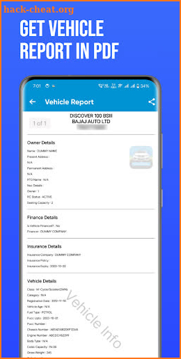 Vehicle Information App screenshot