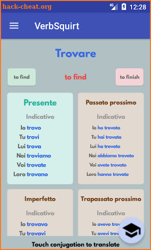 VerbSquirt Italian Verbs screenshot