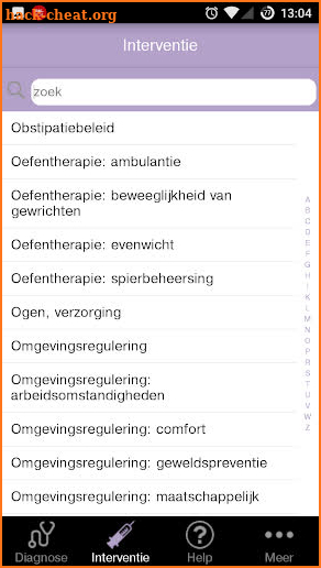 Verpleegkundige interventies 2016 screenshot