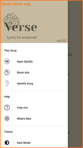 Verse - Lyric finder screenshot