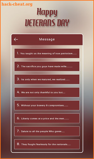 Veterans Day Greetings Messages screenshot