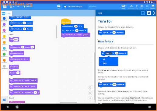 VEXcode IQ Blocks screenshot