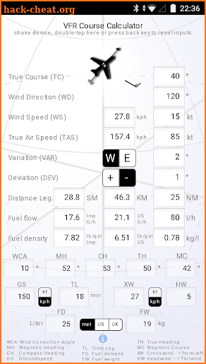 VFR Course Calculator screenshot