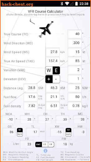 VFR Course Calculator screenshot