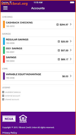 Vibrant Credit Union screenshot