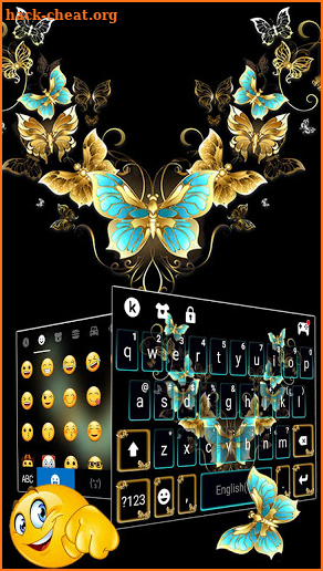 Vintage Golden Butterfly Keyboard Theme screenshot