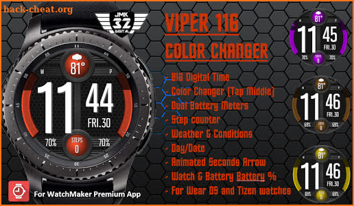 VIPER 116 color changer watchface for WatchMaker screenshot