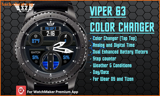 VIPER 63 color changer watchface for WatchMaker screenshot