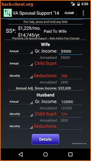 Virginia Spousal Support 2014 screenshot