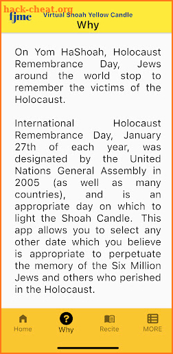 Virtual Shoah Yellow Candle screenshot