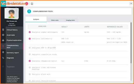 VirtualClinic Cases screenshot