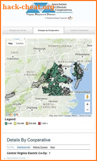 VMDAEC Outage Map screenshot