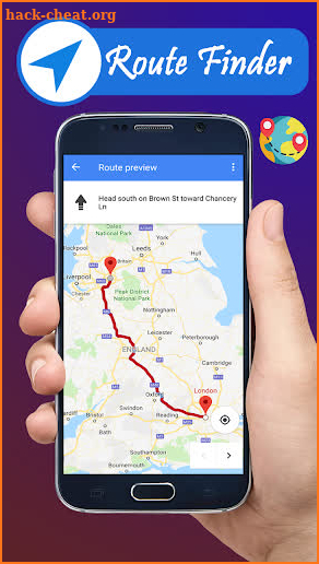 Voice GPS navigation, driving directions, map screenshot