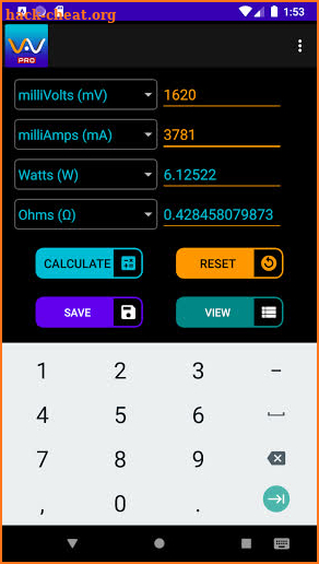 Volt Amp Watt Calculator Pro screenshot