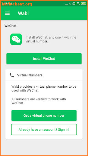 Wabi - Virtual Number for WeChat screenshot