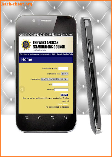 WAEC PORTAL screenshot