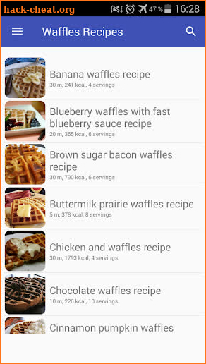 Waffles recipes with photo offline screenshot