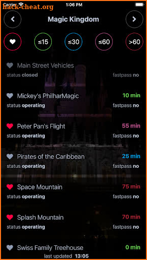 Wait Times at Disney World screenshot