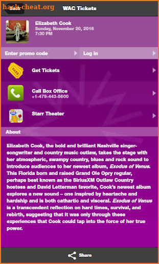 Walton Arts Center Tickets screenshot