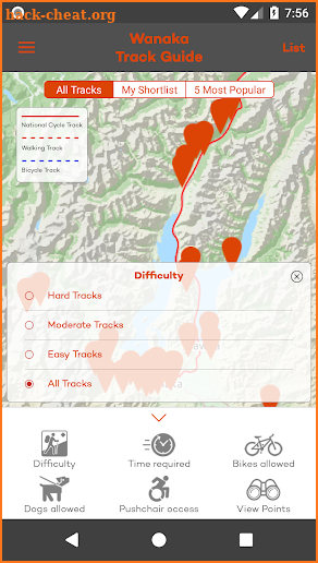 Wanaka Tracks App screenshot