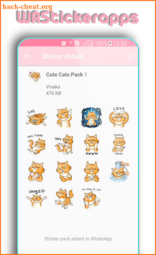 WAStickerApps: Cute Cats Sticker screenshot