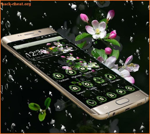 Water drops, pink peach blossoms, romantic love screenshot