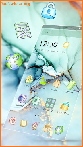 Watercolor Glossy Marble Theme screenshot