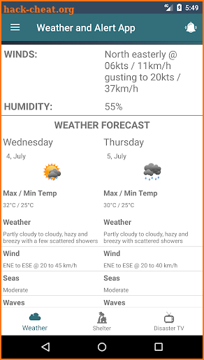 Weather and Alert screenshot