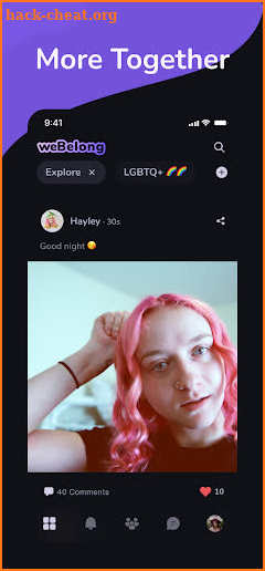 weBelong:  Social media LGBTQ screenshot