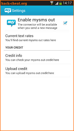 Websms - mysms out Connector screenshot