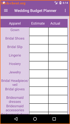 Wedding Budget Planner screenshot