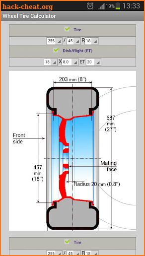 Wheel Tire Calculator screenshot